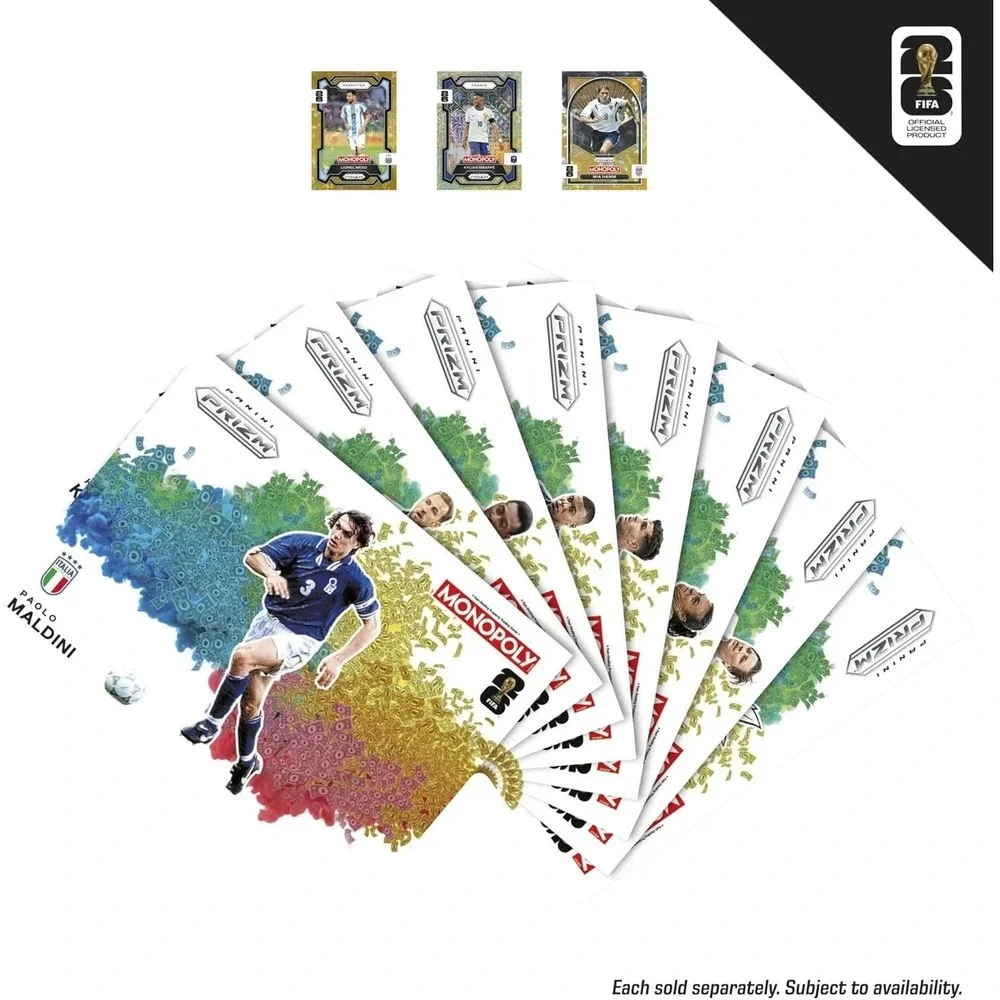 2026 Monopoly Panini Prizm FIFA World Cup Soccer Board Game 2 Sealed Packs Cards